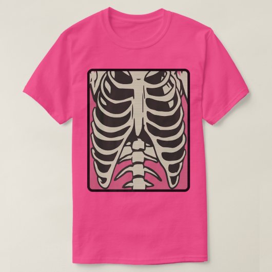 スケルトン胸部X線衣装ホラーヒトラジオグラ Tシャツ (デザイン正面)