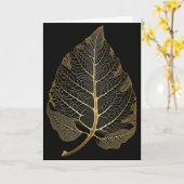 スケルトン葉-金ゴールドと黒 カード (黄色い花)
