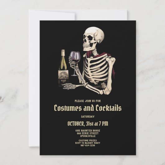 スケルトン衣装ハローウィンパーティ招待状 シーズンカード (正面)