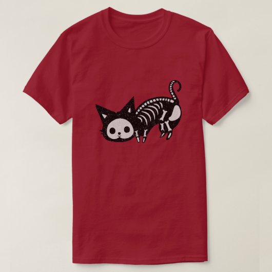 スケルトン衣装子猫ハロウィーングリッターTシャツ Tシャツ (デザイン正面)