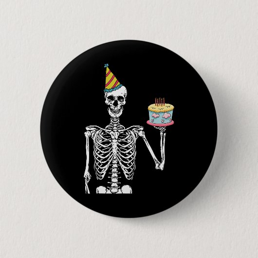 スケルトン誕生日パーティーレイジーハロウィーンの衣装おもしろい 缶バッジ (正面)
