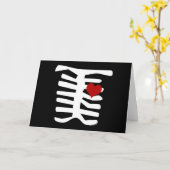 スケルトン赤いハート カード (黄色い花)