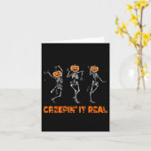 スケルトン踊りが実在ハロワンに乗るおもしろい カード (黄色い花)