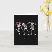 スケルトン踊りとサンタハッツクリスマスおもしろい カード (黄色い花)