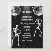 スケルトン踊りパーティーディスコ結婚式招待状 セーブザデート (正面)