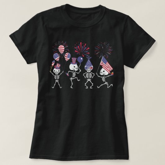スケルトン踊り7月おもしろい4日(木)4日(木) Tシャツ (デザイン正面)