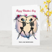 スケルトン踊り(ハート状フレームの前面) カード (黄色い花)