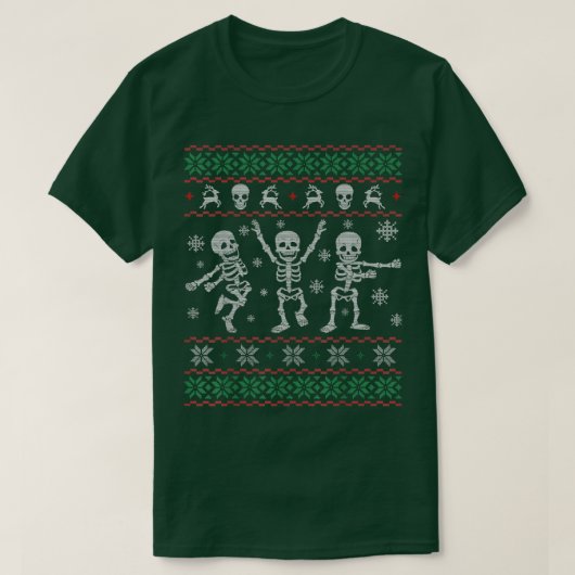 スケルトン踊りS女性男性クリスマスプレゼント  Tシャツ (デザイン正面)