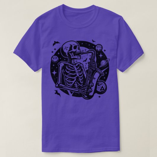 スケルトン遊がサックス1 Tシャツ (デザイン正面)