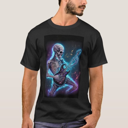 スケルトン遊のエレキギターの宇宙 Tシャツ (正面)