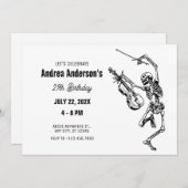 スケルトン遊のバイオリン音楽誕生日 招待状 (正面/裏面)