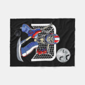 スケルトン遊ズアイスホッケーハッピーハローウィンデイボー フリースブランケット (正面(横))