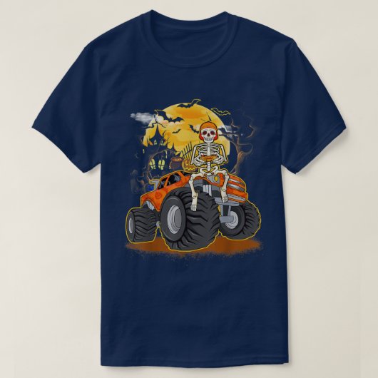スケルトン遊ズゲームモンスタおもしろいートラックハロウィー Tシャツ (デザイン正面)