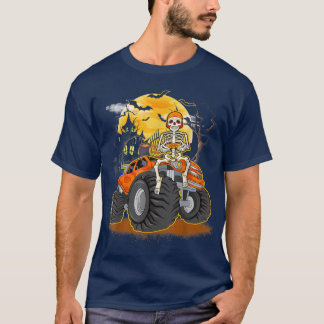 スケルトン遊ズゲームモンスタおもしろいートラックハロウィー Tシャツ