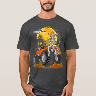 スケルトン遊ズゲームモンスタートラックおもしろいハロウィー Tシャツ