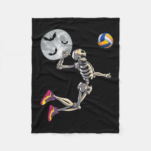 スケルトン遊ズバレーボールハッピーハローウィンデイボー フリースブランケット (正面)
