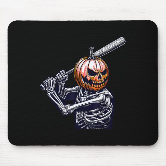 スケルトン遊野球選手ハロウィーン マウスパッド (正面)