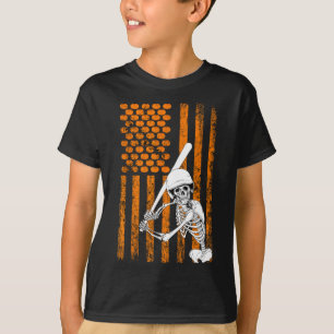 スケルトン野球選手ファンスケルトンハロウィンバ Tシャツ