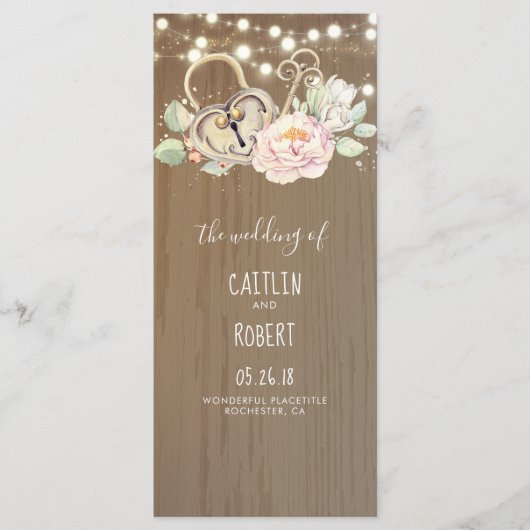 スケルトン鍵とロックヴィンテージ結婚式プログラム プログラム (正面)