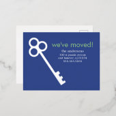 スケルトン鍵の動くアナウンス 箔招待状ポストカード (正面/裏面)