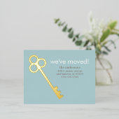 スケルトン鍵の動くアナウンス 箔招待状ポストカード (立ち正面)