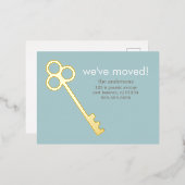 スケルトン鍵の動くアナウンス 箔招待状ポストカード (正面/裏面)