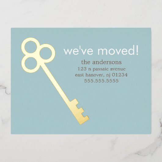 スケルトン鍵の動くアナウンス 箔招待状ポストカード (正面)