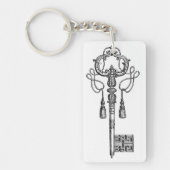 スケルトン鍵アンティーク白黒エレガント キーホルダー (正面)