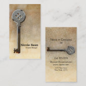 スケルトン鍵ヴィンテージルッキングアンティーク 名刺 (正面/裏面)