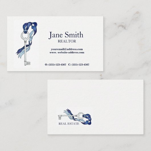 スケルトン鍵水色エステ実在ーモダント 名刺 (正面/裏面)