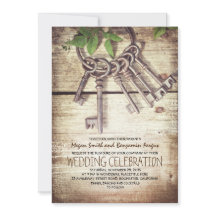 スケルトン鍵素朴結婚式招待状