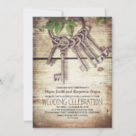 スケルトン鍵素朴結婚式招待状 招待状