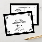 スケルトン鍵 |白黒新しいアドレス 案内ポストカード