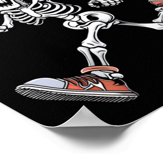 スケルトン面白いハロウィーンの衣装の男性の女性の子供 ポスター (角)