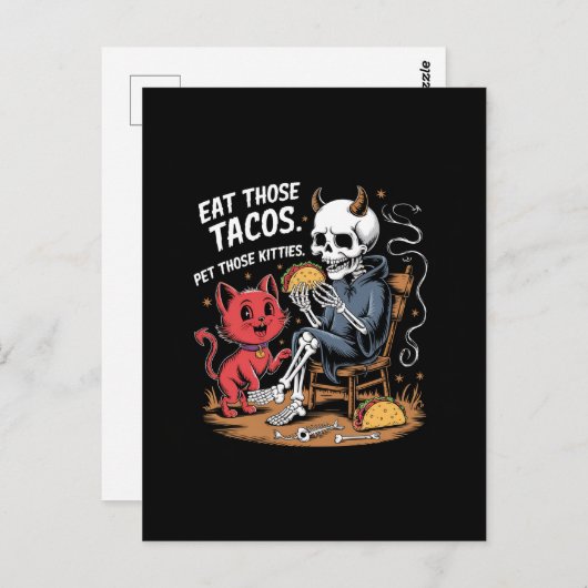 スケルトン食べは、タコスが猫ちゃんを愛撫 ポストカード (正面/裏面)