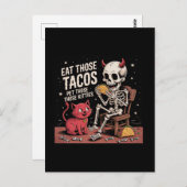 スケルトン食べザタコスペットかわいい猫ちゃん ポストカード (正面/裏面)