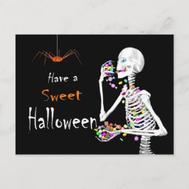 スケルトン食べズのハロウィーンキャンディ(スパイダー付き) ポストカード