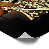 スケルトン飲みコーヒーおもしろいスカルハロウィンコス ポスター (角)