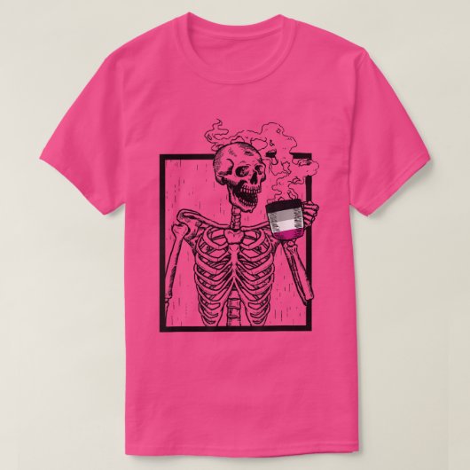 スケルトン飲みコーヒーアセアルLGBTQプライド Tシャツ (デザイン正面)
