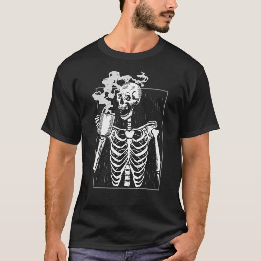 スケルトン飲みコーヒーカフェインコーヒー醸造器 Tシャツ (正面)