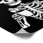 スケルトン飲みコーヒースカル面白いハロウィーンルーム ポスター (角)