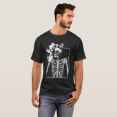 スケルトン飲みコーヒーハロウィーンスカル Tシャツ (正面フル)