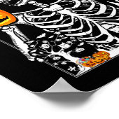 スケルトン飲みコーヒー恋人おかしなハロウィーンSku ポスター (角)