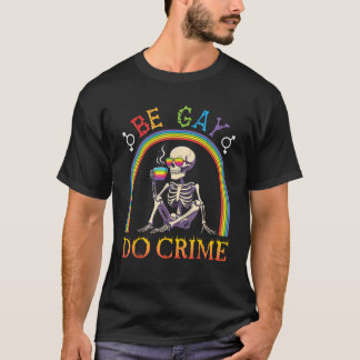 スケルトン飲みコーヒーBeゲイ犯罪LGBT雨 Tシャツ