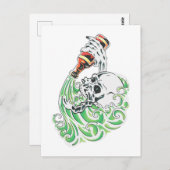 スケルトン飲みビール ポストカード (正面/裏面)