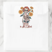 スケルトン飲むコーヒーヒマワリ スクエアシール (バッグ)