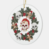 スケルトン飾クリスマスリースオン セラミックオーナメント (左)