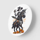 スケルトン馬の騎手 ラウンド壁時計 (傾斜)