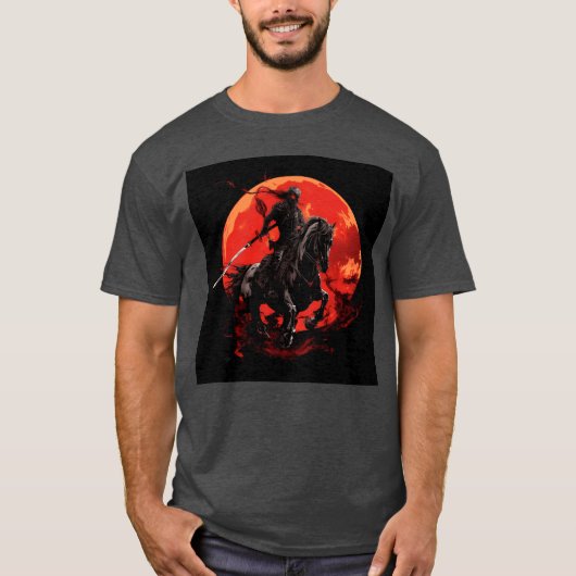 スケルトン馬人間のスケルトン馬剣F Tシャツ (正面)