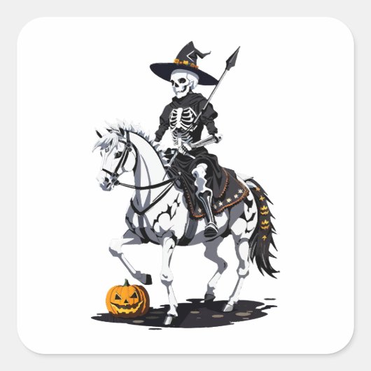 スケルトン馬騎士 - ハロウィンスケルトン スクエアシール (正面)